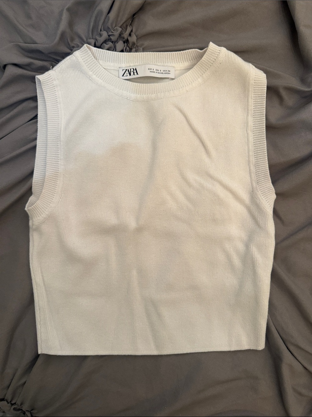 ZARA Cream Ribbed Sleeveless Knit Tank